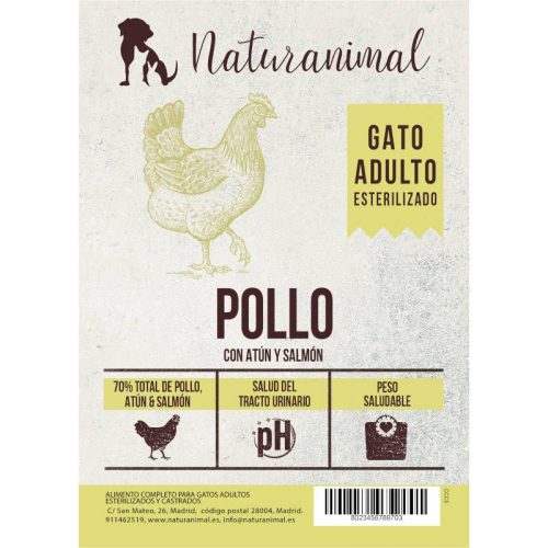 Naturanimal Receta de Pollo, Atún y Salmón para Gatos